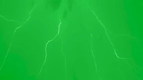 Lightning Strikes on Green Background. Electrical Storm. Stock Footage 169981225