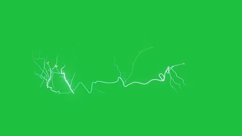 Lightning Strikes On Green Screen  on Horizontal Plane : Looping + Matte Stock Footage