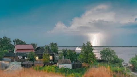 Lightning strikes to the ground Stock Photos