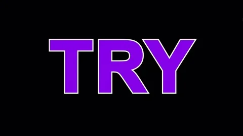 Lightning strikes the letters TRY. Transparent alpha channel Stock Footage 74191260