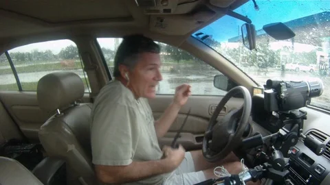 Lightning strikes near storm chaser vehicle Stock Footage 99832807