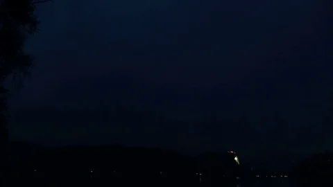 Lightning Strikes in Purple sky with Heavy Clouds. 4K Stock Footage 80764028