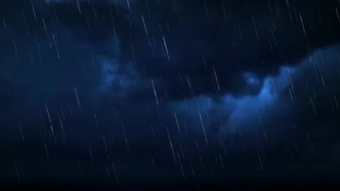 Lightning Strikes &amp; Rain Falling 4K Stock Footage 142691227