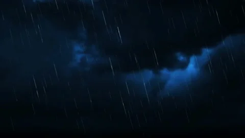 Lightning Strikes &amp; Rain Falling 4K Stock Footage 142691558