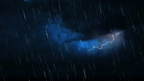 Lightning Strikes & Rain Falling 4K | Stock Video | Pond5