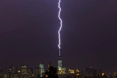 Lightning Strikes World Trade Center Stock Photos