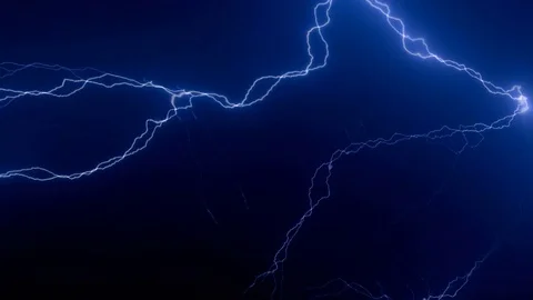 Lightning striking across sky in thunderstorm Stock Footage