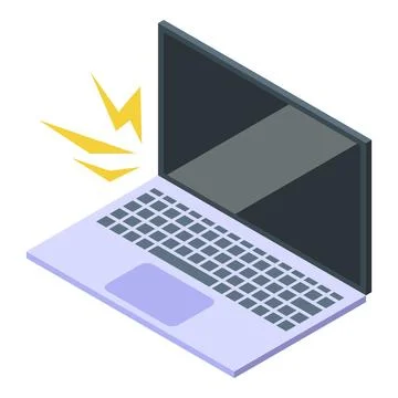 Lightning striking laptop symbolizing computer virus or malware attack Stock Illustration