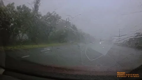 Lightning Striking Power Pole Splits the Top, Newcastle, New South Wales, Austra Stock-Footage 205412410