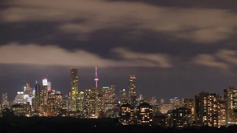 Lightning Striking Toronto CN Tower in Storm Time Lapse Stock Footage 79674586
