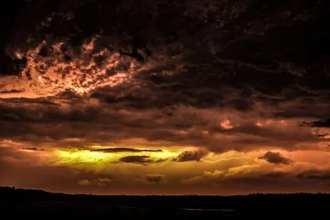 Lightning In The Summer, Thunder, Sky, Clouds Stock Photos