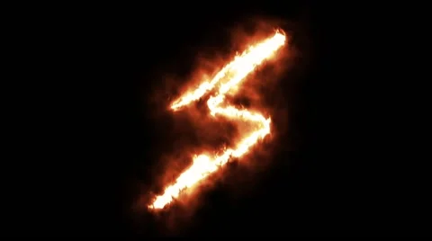 A Lightning Symbol Lighting up and Burning in Flames Stock Footage 66196378