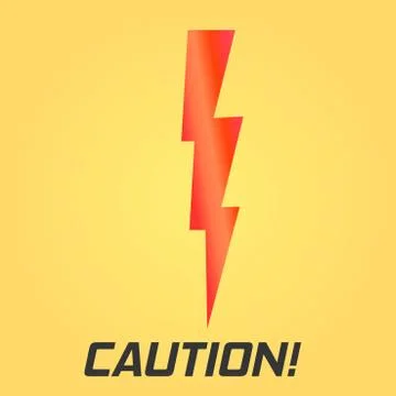 Lightning symbol. With text. Single on yellow background Stock-Illustration