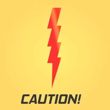 Lightning symbol. With text. Single on yellow background Stock Illustration