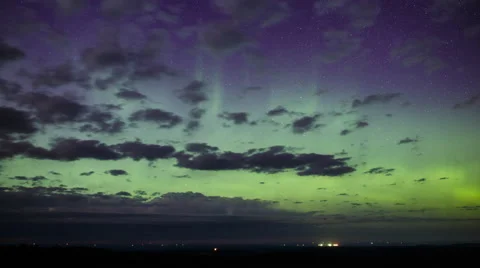 Lightning Then Aurora. Time Lapse. Stock Footage 54712996