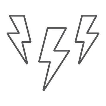 Lightning thin line icon, storm and forecast, thunder sign, vector graphics, a Illustrazione stock
