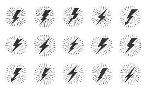 Lightning thunder bolt sun burst ray beam firework Stock Illustration
