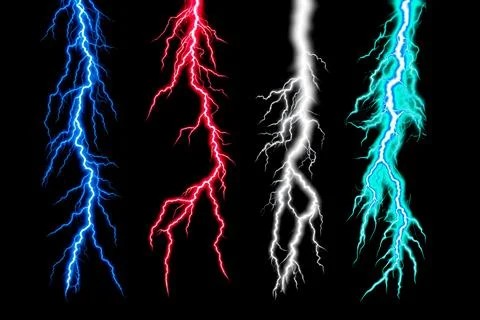Lightning thunder high voltage sparking flash mix colors effect illustratio.. Stock Photos