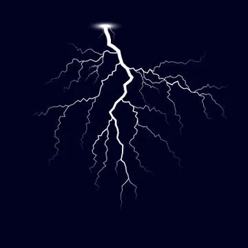 Lightning. Thunder storm lightnings. Vector Illustration isolated on dark bac Illustrazione stock
