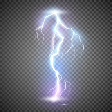 Lightning. Thunder storm realistic lightning. Magic and bright light effects. Stock Illustration