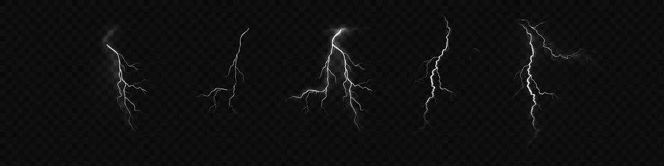 Lightning. Thunder storm realistic lightning. Bright light effects. Lightning Stock Illustration