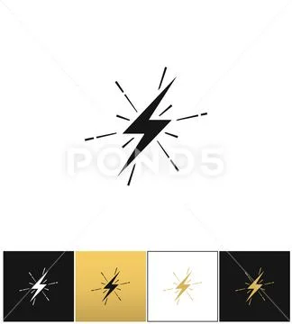 Lightning thunderbolt sign or strike electric bolt vector icon Stock Illustration