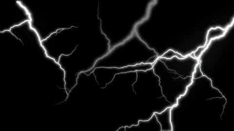 Lightning Thunderstorm Effects Overlay Isolated on Black Background Stock Footage 334812841