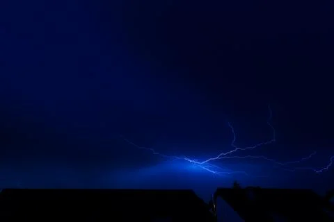Lightning of a thunderstorm Stock Photos