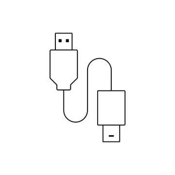 Lightning to usb cable outline icon. Symbol, logo illustration for mobile Stock Illustration