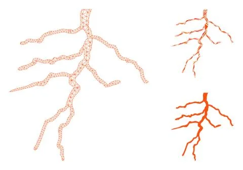 Lightning Vector Mesh Network Model and Triangle Mosaic Icon Illustrazione stock