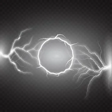 Lightning vector round text frame on transparent background Stock Illustration