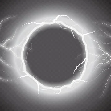 Lightning vector round text frame on transparent background Stock Illustration