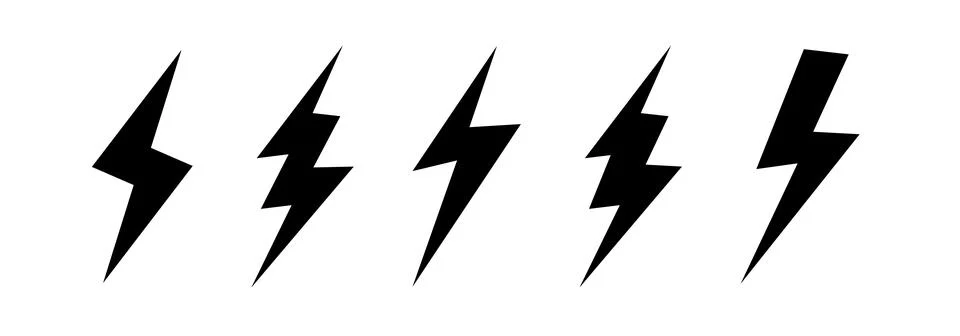 Lightning vector set . Simple icon storm or thunder and lightning strike Illustrazione stock