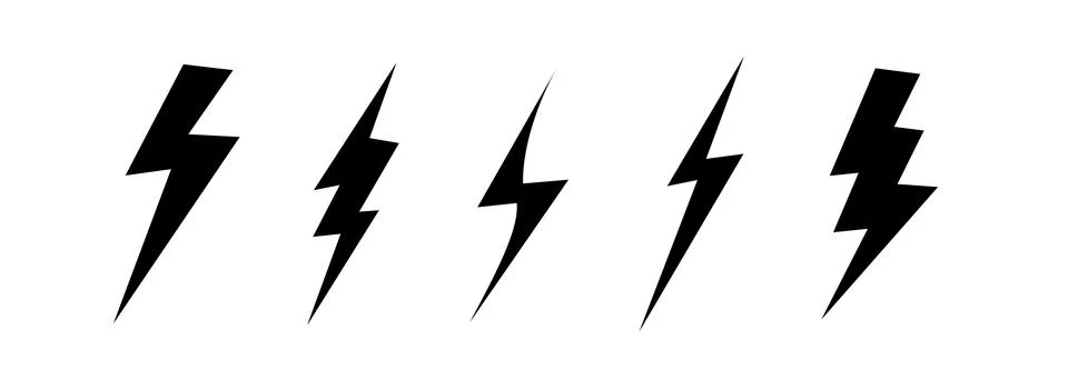 Lightning vector set . Simple icon storm or thunder and lightning strike Illustrazione stock