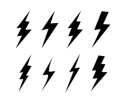 Lightning vector set . Simple icon storm or thunder and lightning strike Illustrazione stock