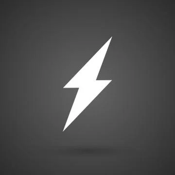 A lightning    white icon on a dark  background Stock Illustration