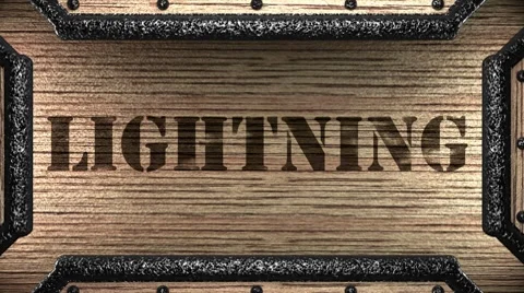 Lightning on wooden stamp Stock Footage 8656137