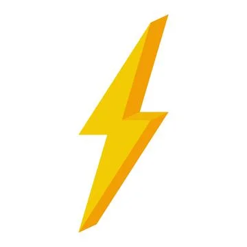 Lightning yellow 3d simple flat sign of energy brainstorming, bright new idea Stock Illustration