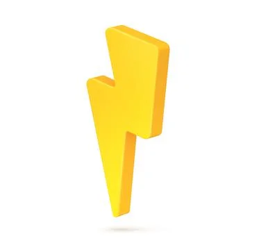 Lightning, yellow 3D thunder bolt and energy flash Stock Illustration