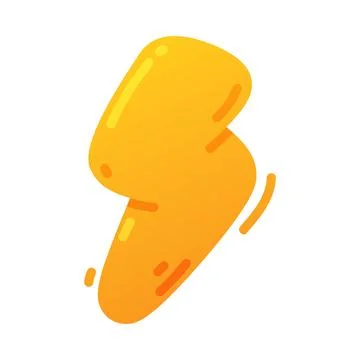 Lightning Yellow Bright Zigzag Icon Isolated on White Background Vector Stock Illustration