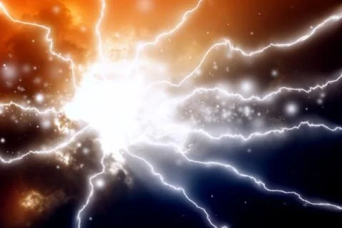 Lightnings in dark sky Stock Illustration