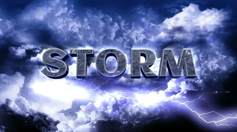Lightnings on Sky with Clouds and Storm Title Stock Footage 30486685