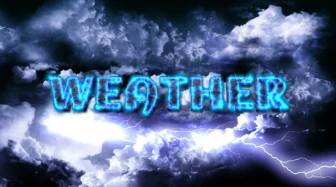 Lightnings on Sky with Clouds and Weather Title Stock Footage 30741595