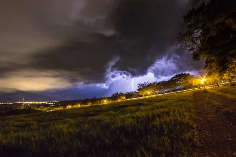 Lightnings in the storm Stock Photos