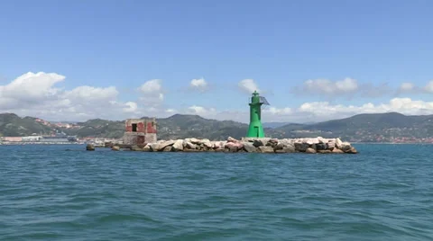 Lightouse seen from a boat Stock Footage 32625333