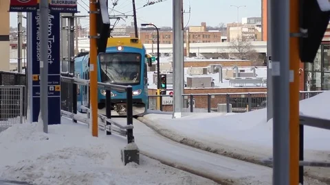 Lightrail train passing by Stock Footage 70210013