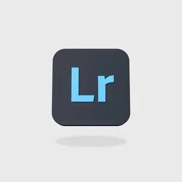 Lightroom App Icon 3D Shape Isolated on Flat Light Gray Background with Shado Stock Illustration