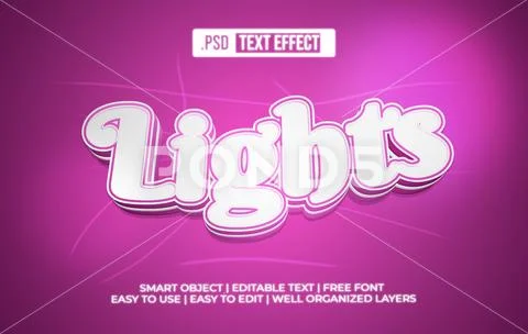 Lights 3D Text Effect PSD Template