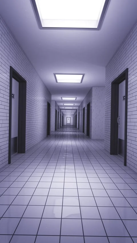 Lights Activating in an Empty Experimental Laboratory Corridor. Stock Footage 310957907
