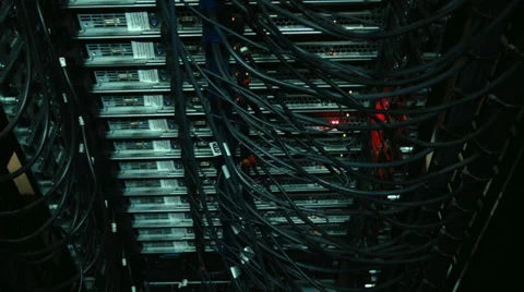 Lights and connections on network server. Stock Footage 34911166